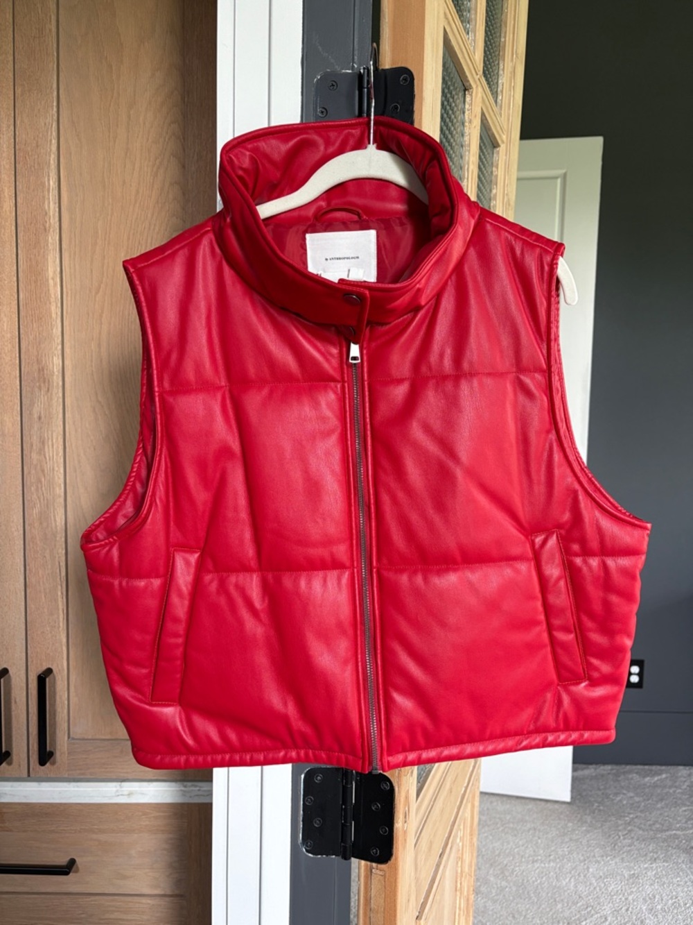 Anthropologie Red Puffer Vest
